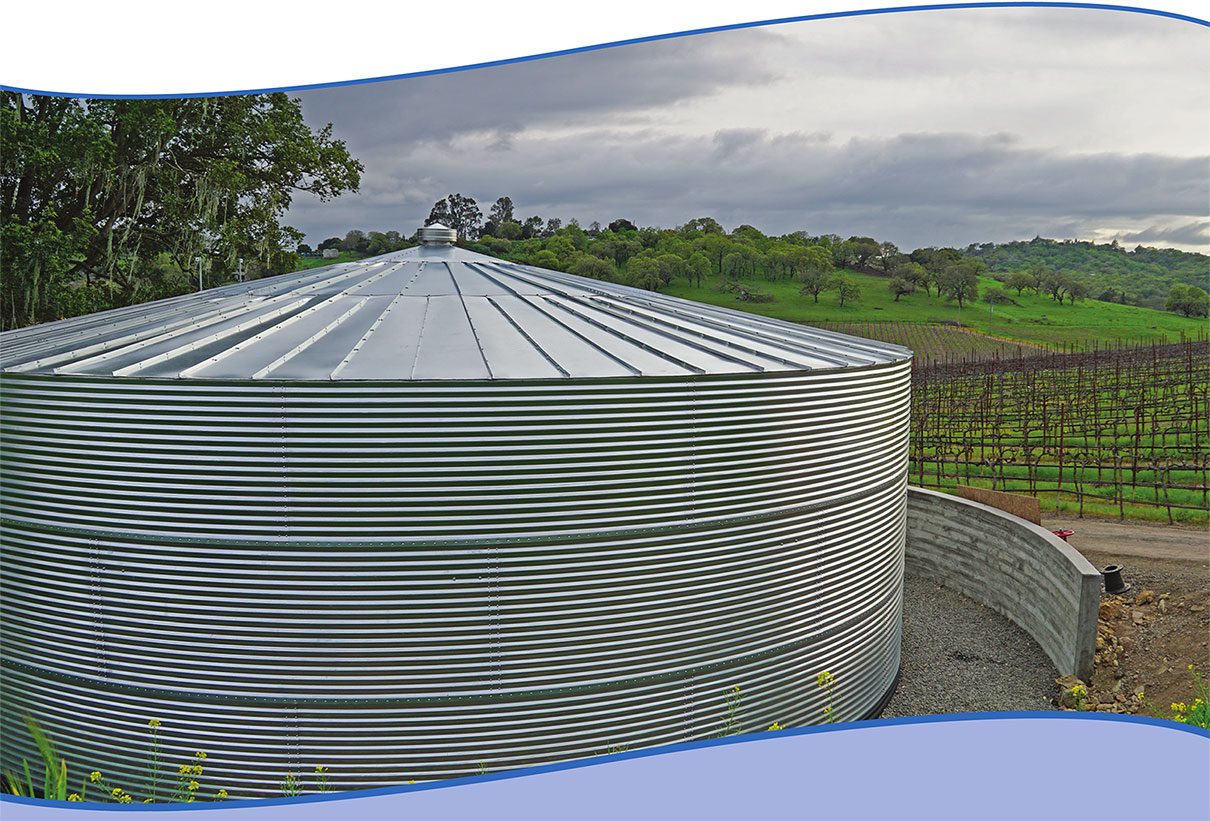 Classic corrugated steel water storage tank